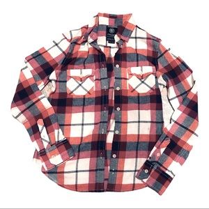 NWT American Eagle Flannel / Plaid Button Up XS red white and blue new fall